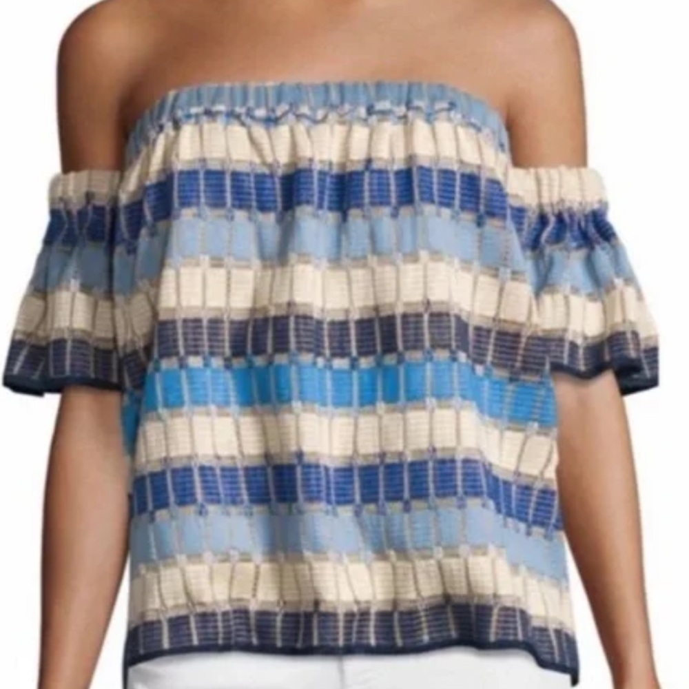 MILLY | NWT | Striped Off-Shoulder Top | Boho Cottagecore Extra Small